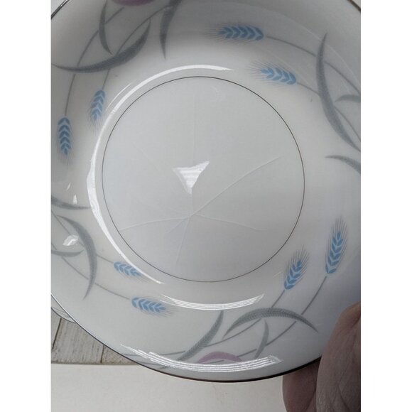 Vintage Valmont Royal Wheat Platinum Trim Set of 4 Dessert Bowls 5 1/2" - Picture 9 of 9